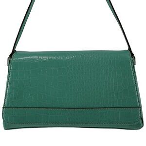 CRAZY HORSE Liz Claiborne Turquoise Embossed Croc Faux Leather Shoulder Bag